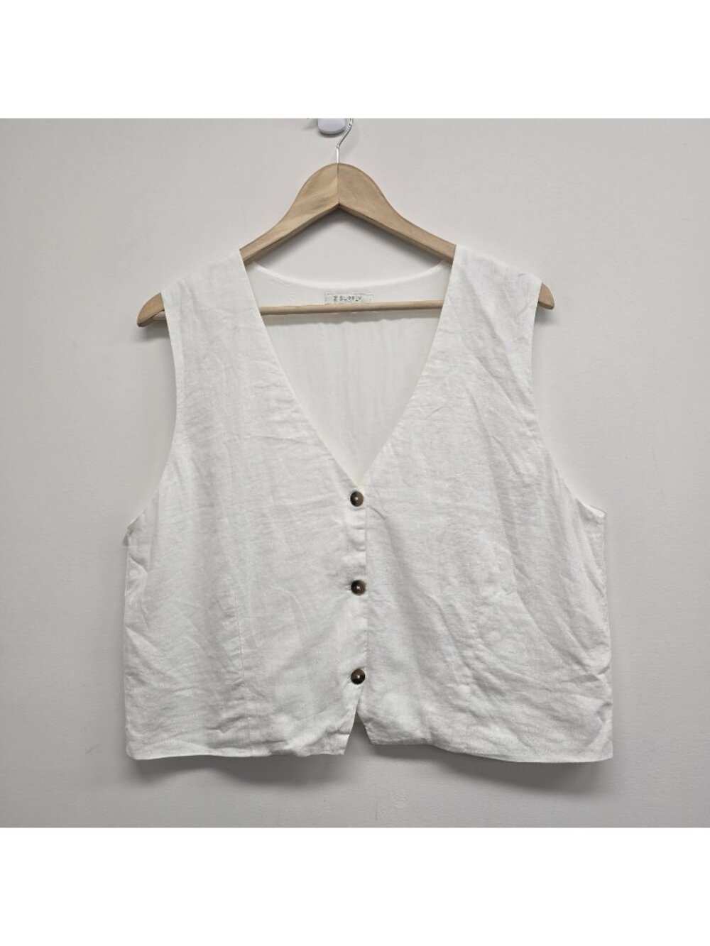 Z Supply Marta Linen Blend Vest Size L Minimalist Neutral Quiet Luxury Coastal